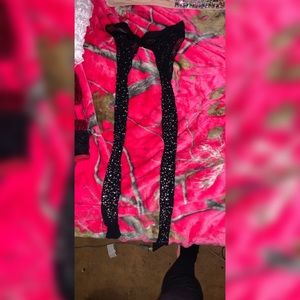 Rhinestone covered crotchless fishnets